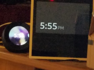 Picture showing relative sizes of the Echo Spot and the Echo Show